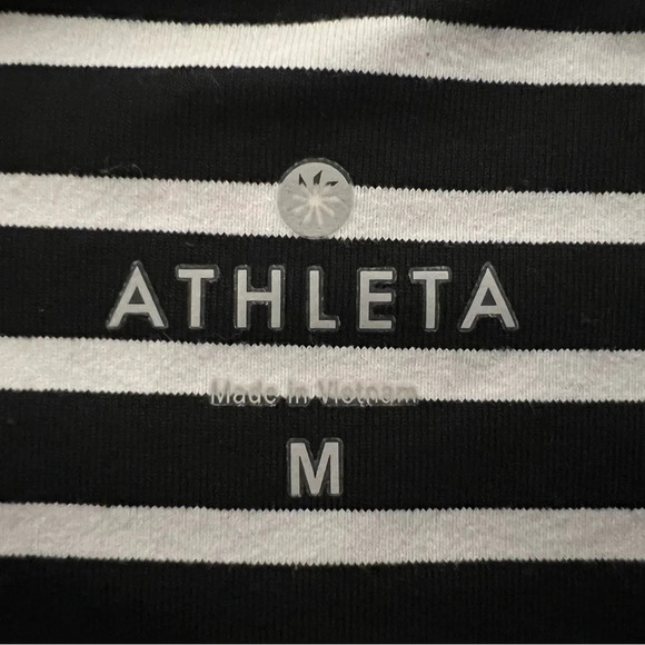 Athleta Black White Stripe Capri Leggings. Medium A2 - Picture 7 of 12